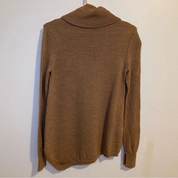 BCBGMAXAZIRA 100% merino Wool Camel Sweater turtleneck asymmetric Tunis XXS - Picture 5 of 6